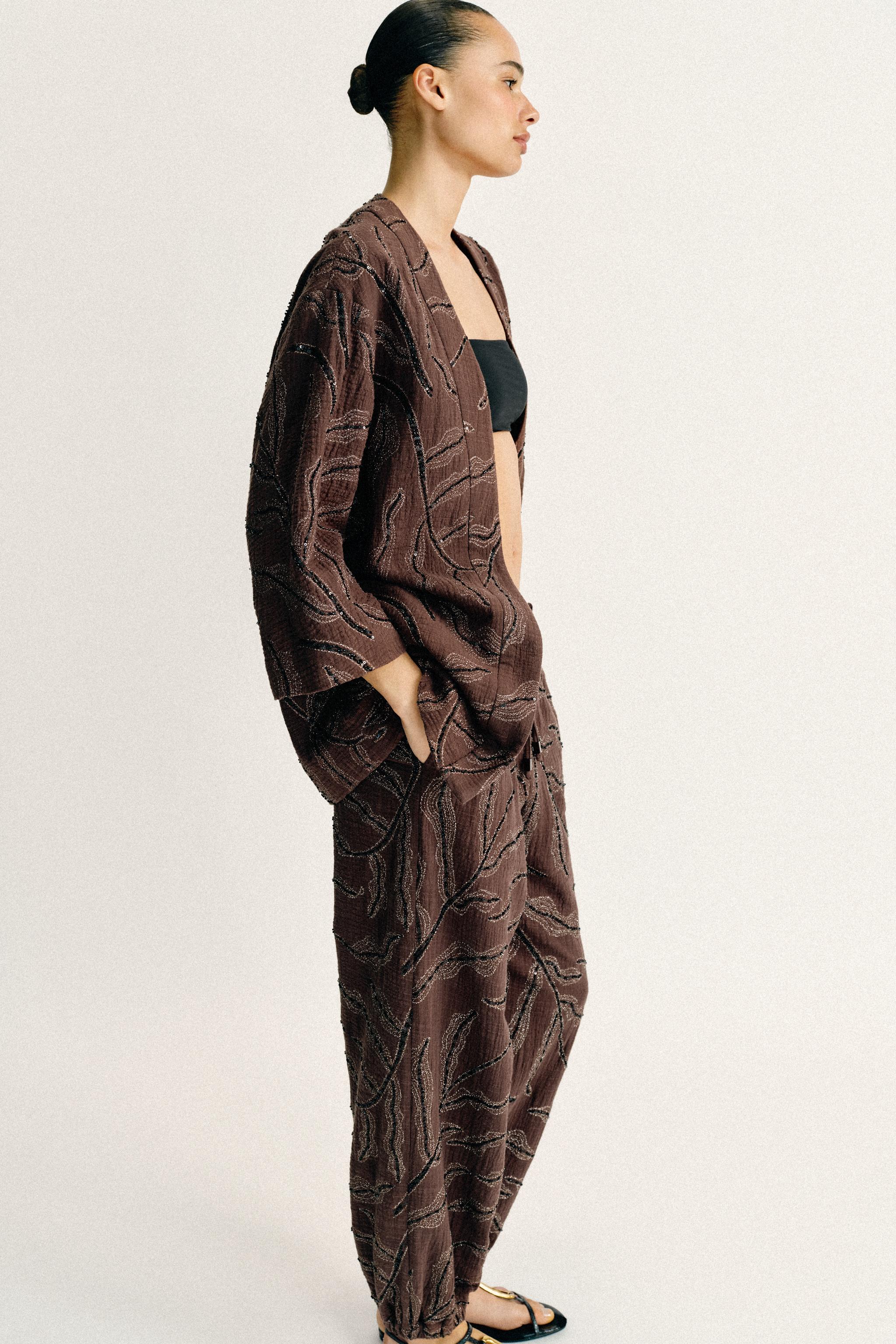 KIMONO PAILLETTES FIL MÉTALLISÉ